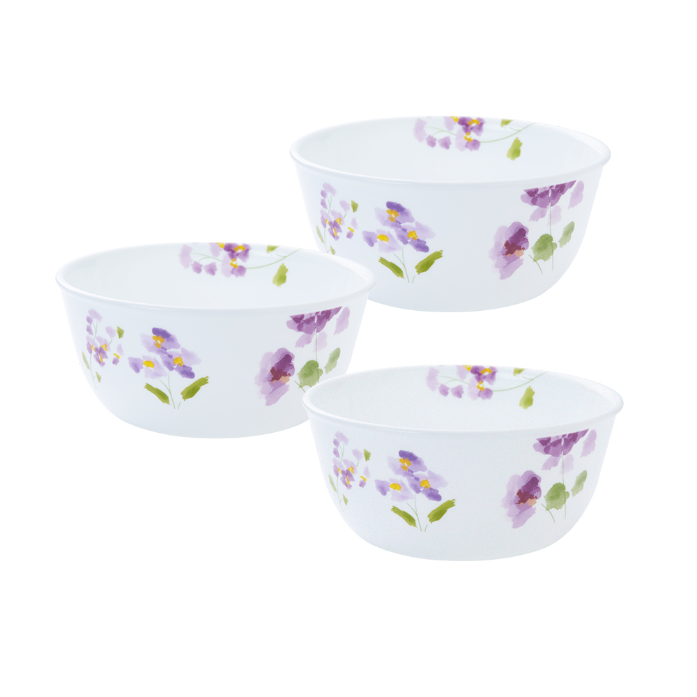 Corelle Brands 康寧餐具【美國康寧 CORELLE】紫霧花彩餐碗五件組