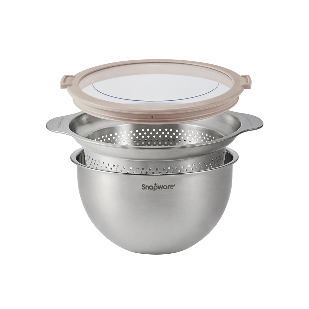 Corelle Brands 康寧餐具不鏽鋼調理盆+瀝水籃24cm三件組