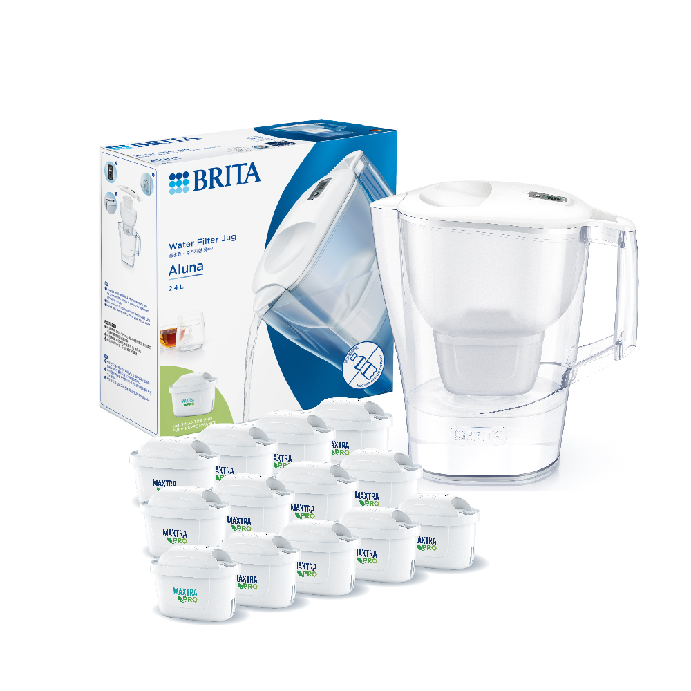 BRITA【德國官方】Aluna MXPRO 3.5L 愛奴娜濾水壺+MAXTRA PRO去水垢專家濾芯12入(共13芯)