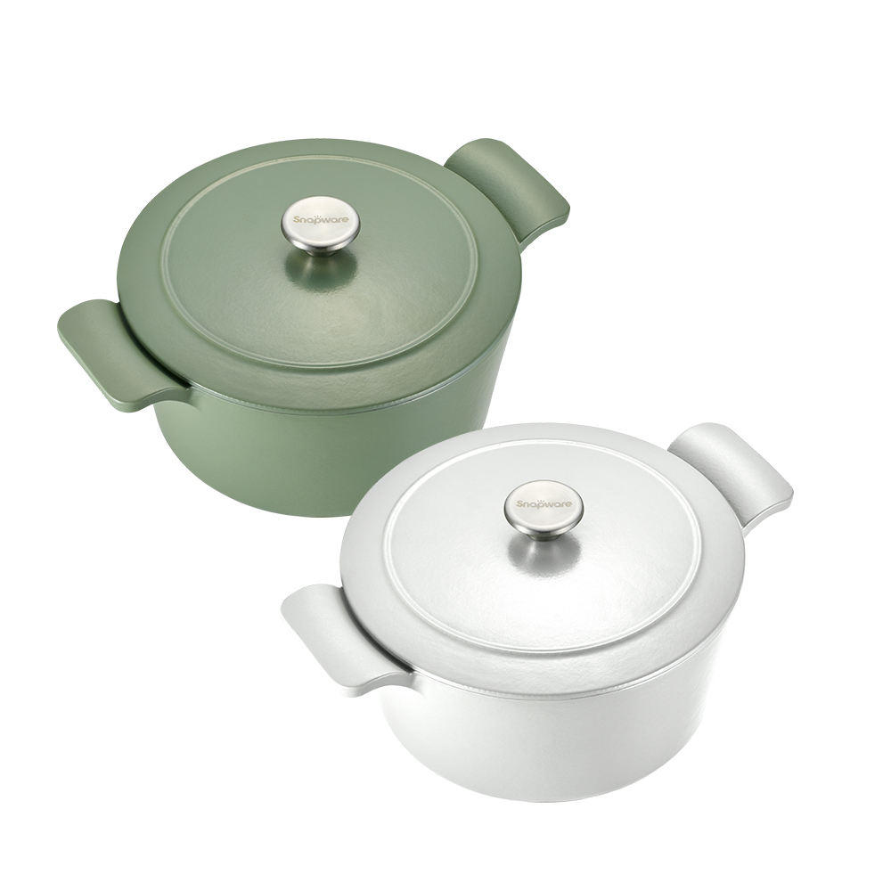Corelle Brands 康寧餐具康寧 Snapware 鑄鐵琺瑯鍋25CM (石灰綠/潔淨白)