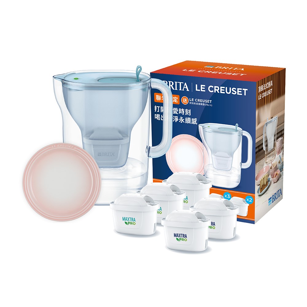 BRITA【官方直營】永續純淨濾水壺5芯餐盤組