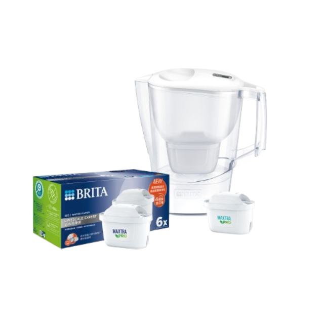 BRITA【官方直營】Aluna 3.5L愛奴娜濾水壺+MAXTRA PRO去水垢專家濾芯6入(共1壺7芯)